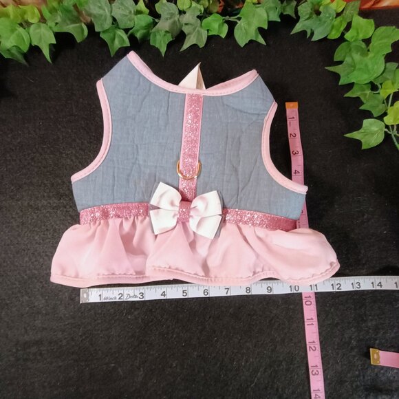 Top Paw M Gray & Pink Glitter Bow Dog Harness Dress Vest - Picture 4 of 4
